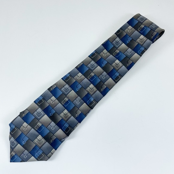 Arrow Mens Tie Necktie Gray Blue Silk Patterned - Picture 1 of 3